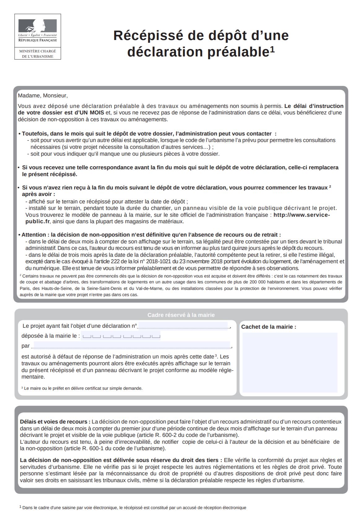Declaration prealable