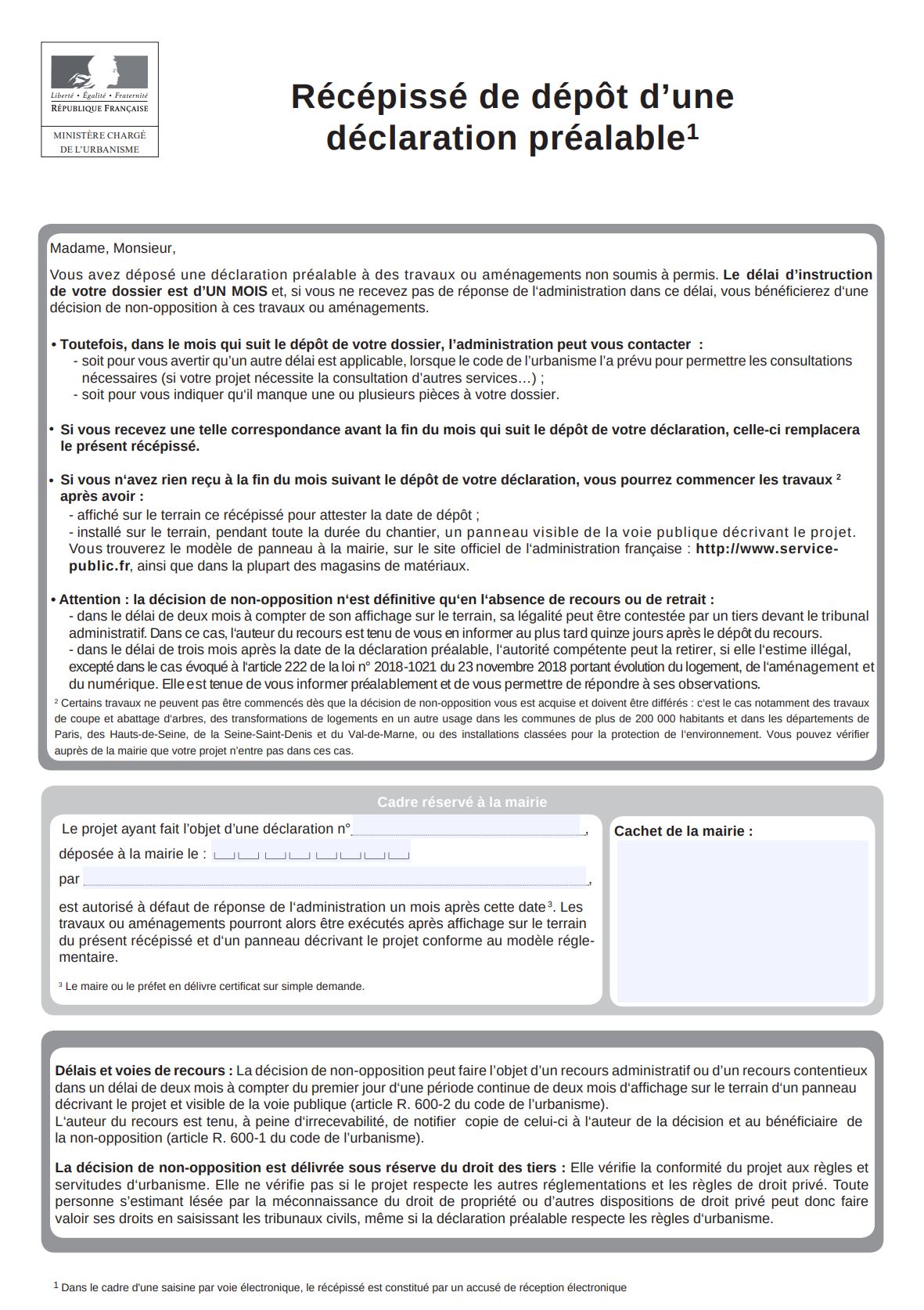 Declaration prealable division
